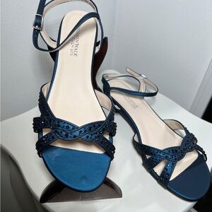 Benjamin Walk Blue Sandals with Ankle Strap and Bow Detail